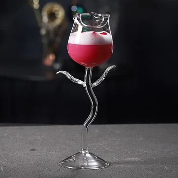 Kreatívne Elegantné Šampanské Flauta Jasné, Transparentné Rose Tvar Skla Fire Sklo Červené Víno, Koktejlových Pohárov Pohár na Svadbu