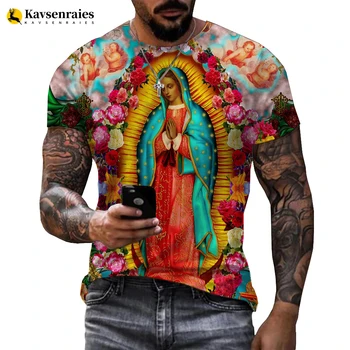 Guadalupe Panny Márie Katolíckej Cosplay 3D Vytlačené T-shirt Muži Ženy Móda Bežné Krátky Rukáv Streetwear Pohode Topy Tees