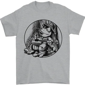 Chladené Žaba Hrá Gitarista 100% Bavlna T-Shirt