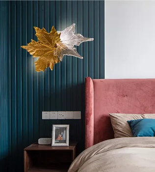 Nové Moderné Spálne List Wall Sconce Luxusné Kreatívny Dizajn Nástenné Svietidlo Posteli Domova Obývacia Izba Chodba LED svietidlo