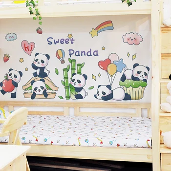 [shijuekongjian] Pandy Zvieratá Samolepky na Stenu DIY Cartoon Bambusu Balóny Stenu Kotúča, pre Deti Detská Izba Spálňa Domáce Dekorácie