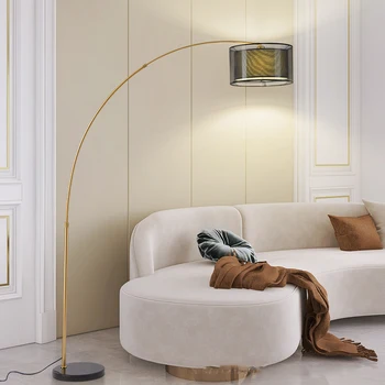 Nordic Minimalistický Double-layer Textílie Podlahu Lampa Obývacia Izba, Spálňa, Nočné Štúdia INY Štýl Atmosféru Gauč Stáleho Svetla